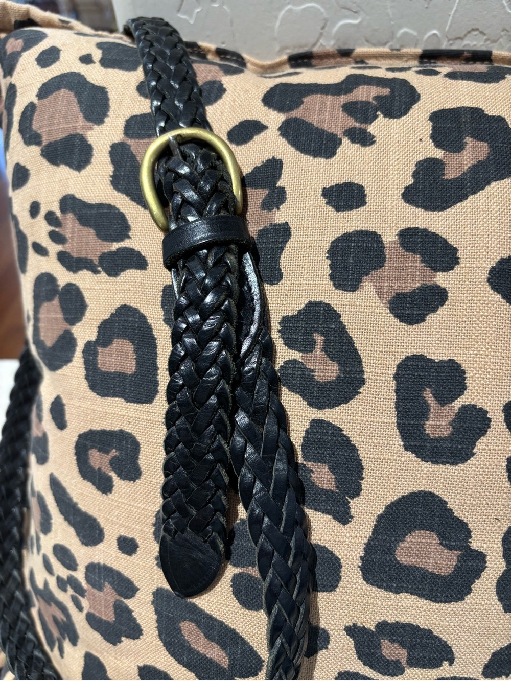 Trafalgar Black Braided Leather Belt with Branded Patch